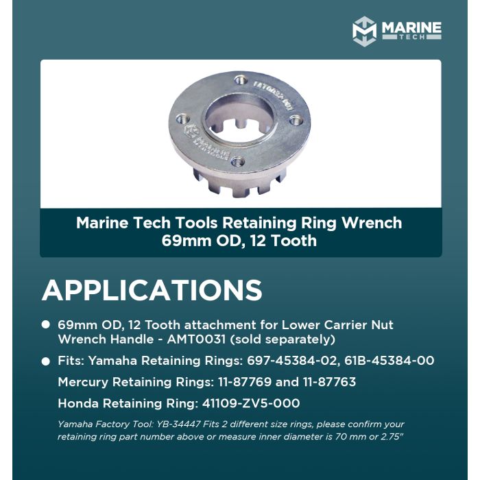 Marine Tech Retaining Ring Wrench 69mm OD, 12 Tooth (AMT0031)
